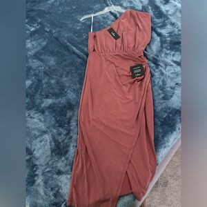 The Lulus Raise a Glass Rusty Rose One-Shoulder Midi Dress - still with a tag